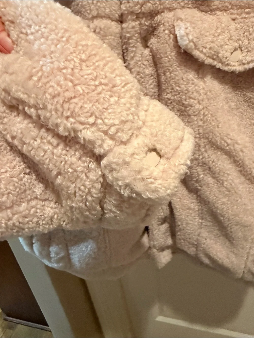 Fashion Nova Girls Plush Teddy Jacket - Light Pink
